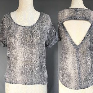 Lucca Couture Snake Print Open Back Sheer Top